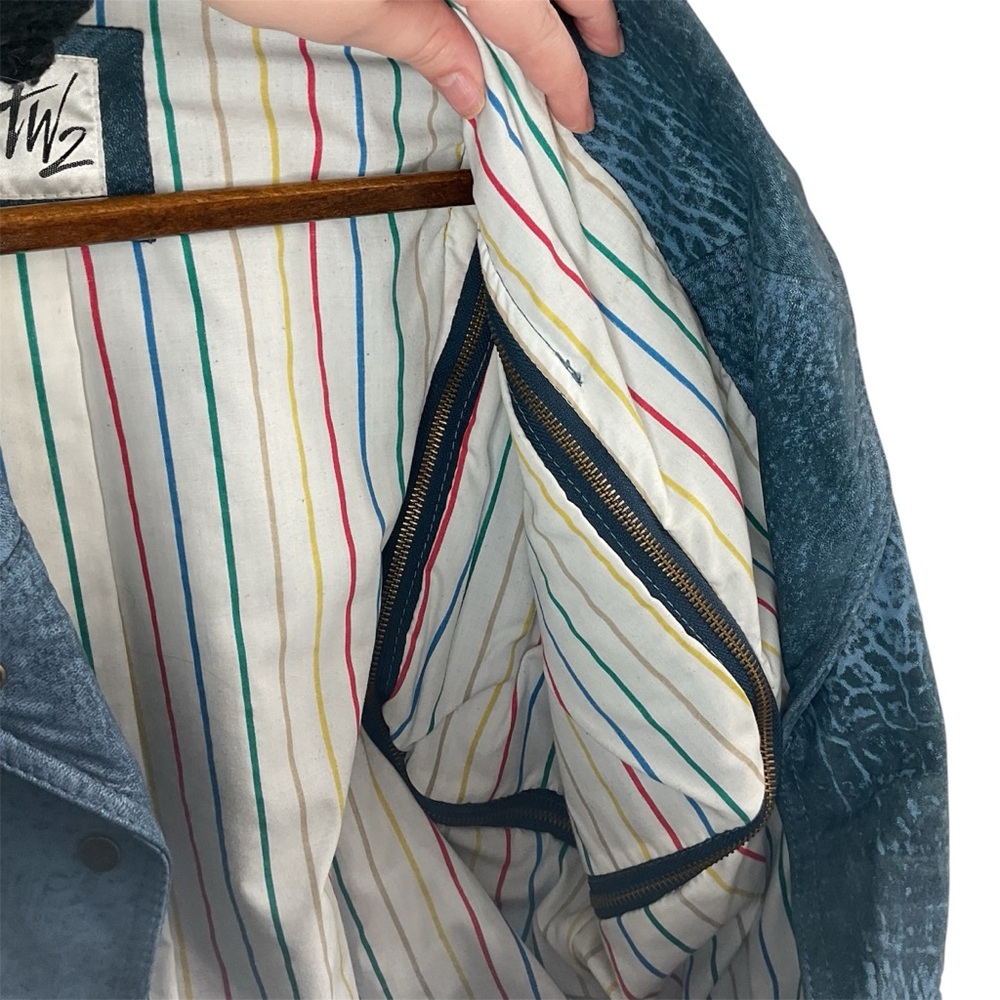 Vintage 90s TWZ Jacket & Pant set lamb Leather and Denim - Picture 6 of 10
